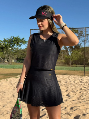 Conjunto Beach Tennis Godê Érica Preto