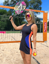 Vestido Cavado Beach Tennis Afina Cintura com Short Preto