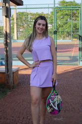Conjunto Beach Tennis Regata Cropped + Short-Saia de Pregas Lavanda