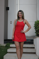 Vestido Alcinha Beach Tennis com Short Embutido Vermelho