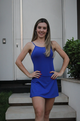 ﻿Vestido Alcinha Beach Tennis com Short Embutido Azul Royal