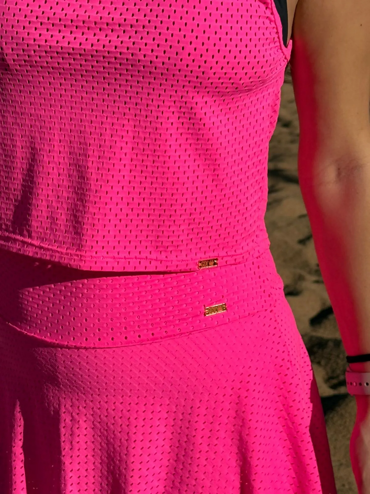 Conjunto Beach Tennis Godê Érica Rosa neon