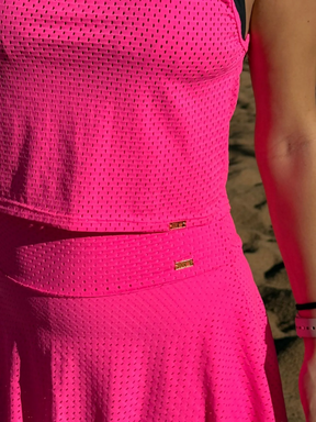 Conjunto Beach Tennis Godê Érica Rosa neon