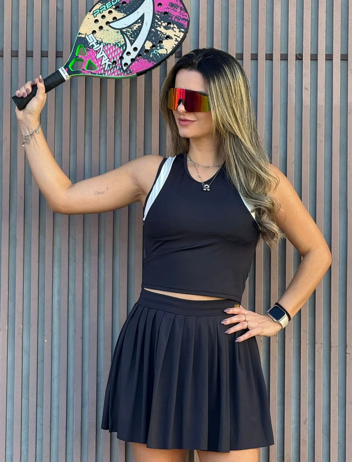 Conjunto pregueado Maya Preto