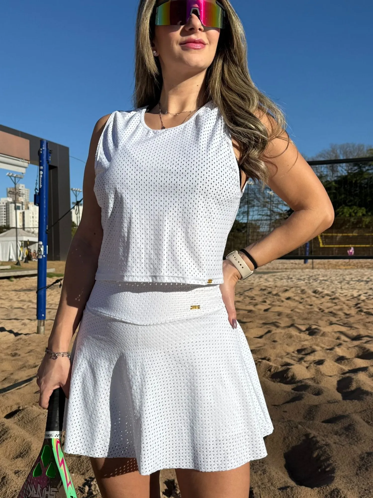 Conjunto Beach Tennis Godê Érica Branco
