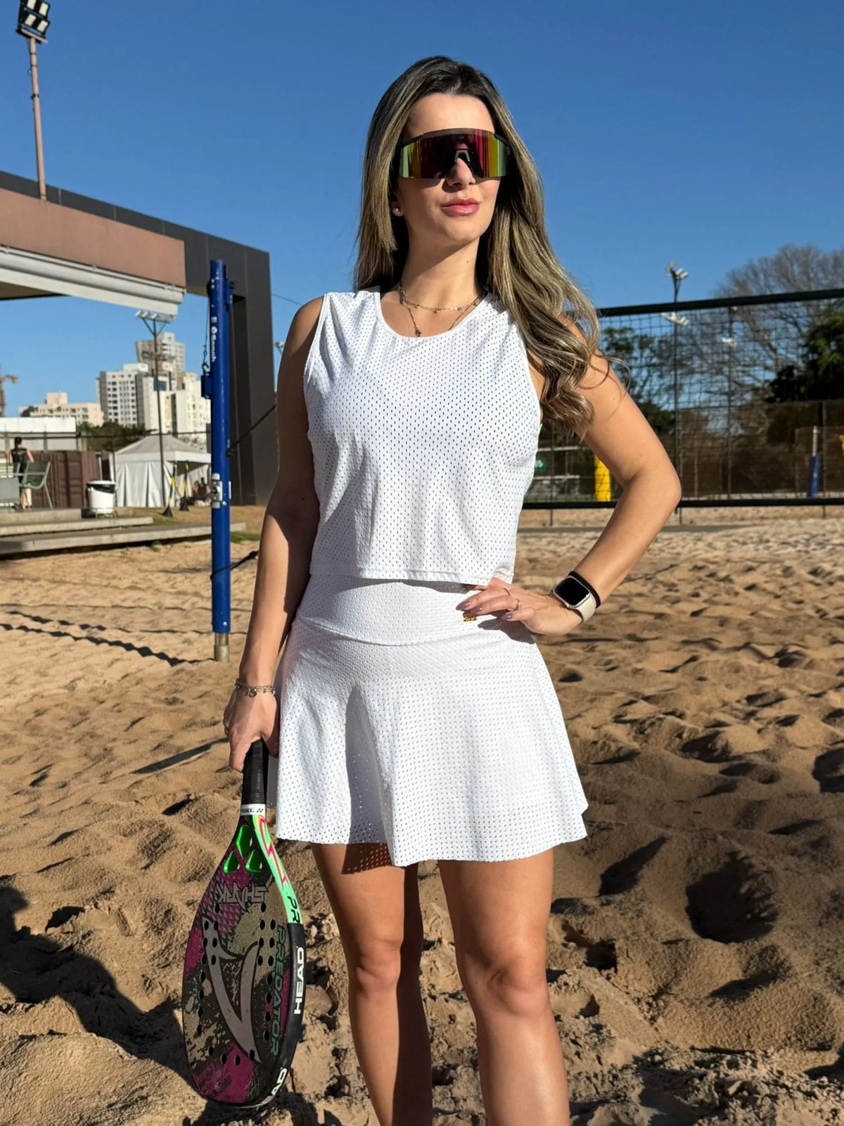 Conjunto Beach Tennis Godê Érica Branco